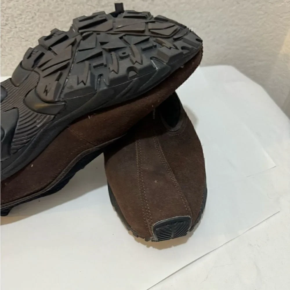SKECHERS Men 13 Shoes Brown Suede Leather Slip On Sport Moc Lightweight Hike